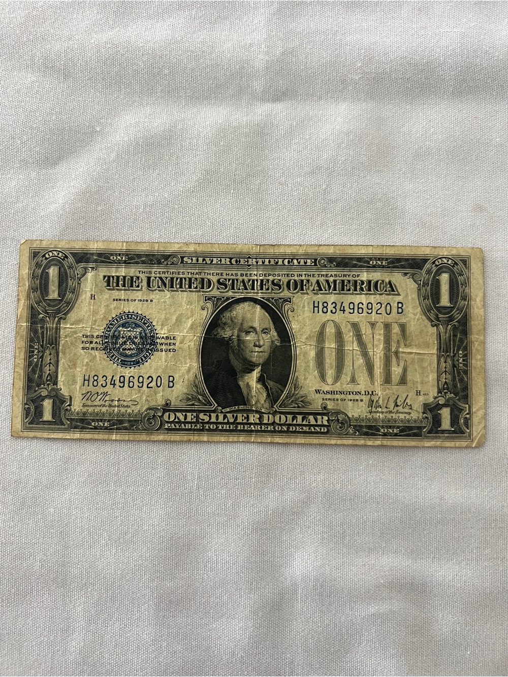 1928 B $1 One Silver Certificate Dollar